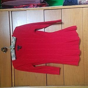 Red Flair Hip Fit Sweater 3/4 length sleeves NewYork & Company